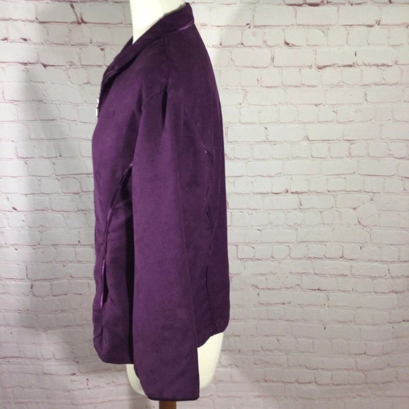 Travel Smith Suede Like Full Zip Purple Jacket - Size 12P - Picture 7 of 11